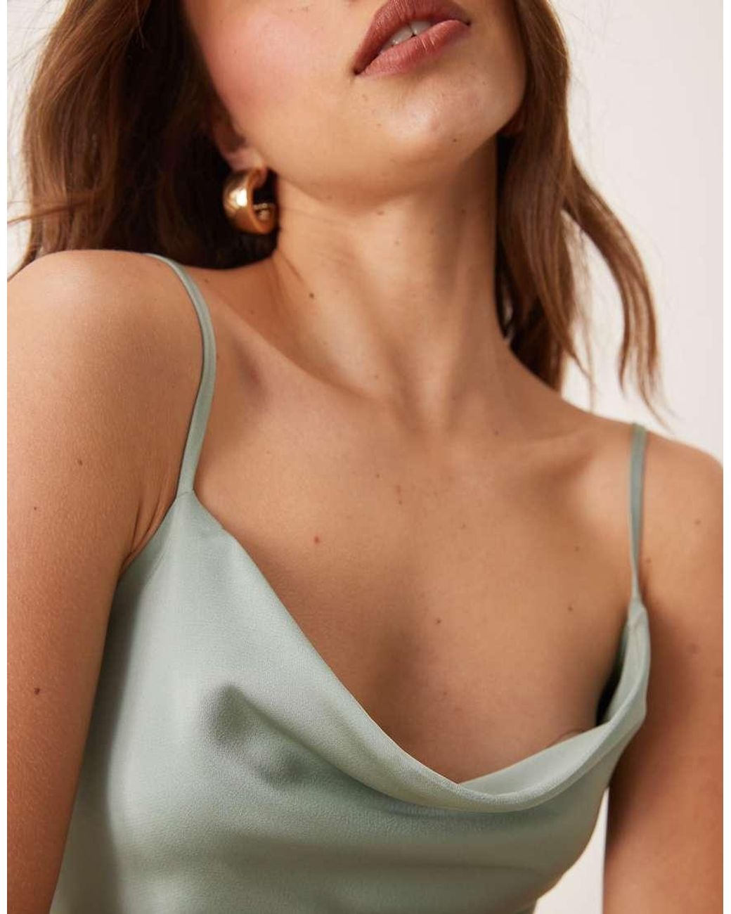 Vila Green Satin Cowl Neck Maxi Dress