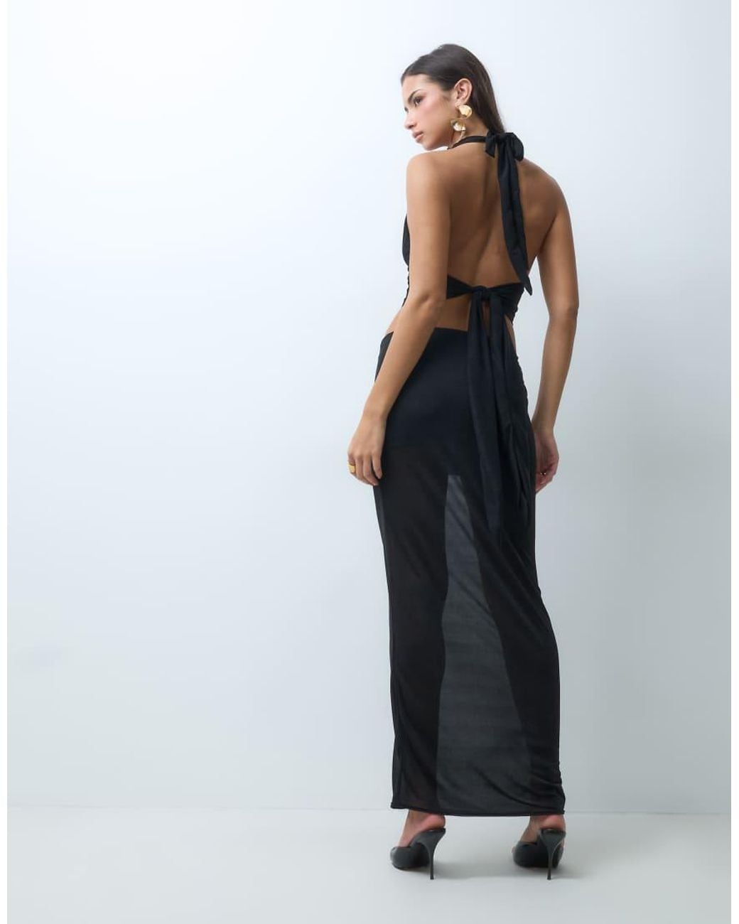Missy Empire Black Mesh Maxi Skirt Co-Ord