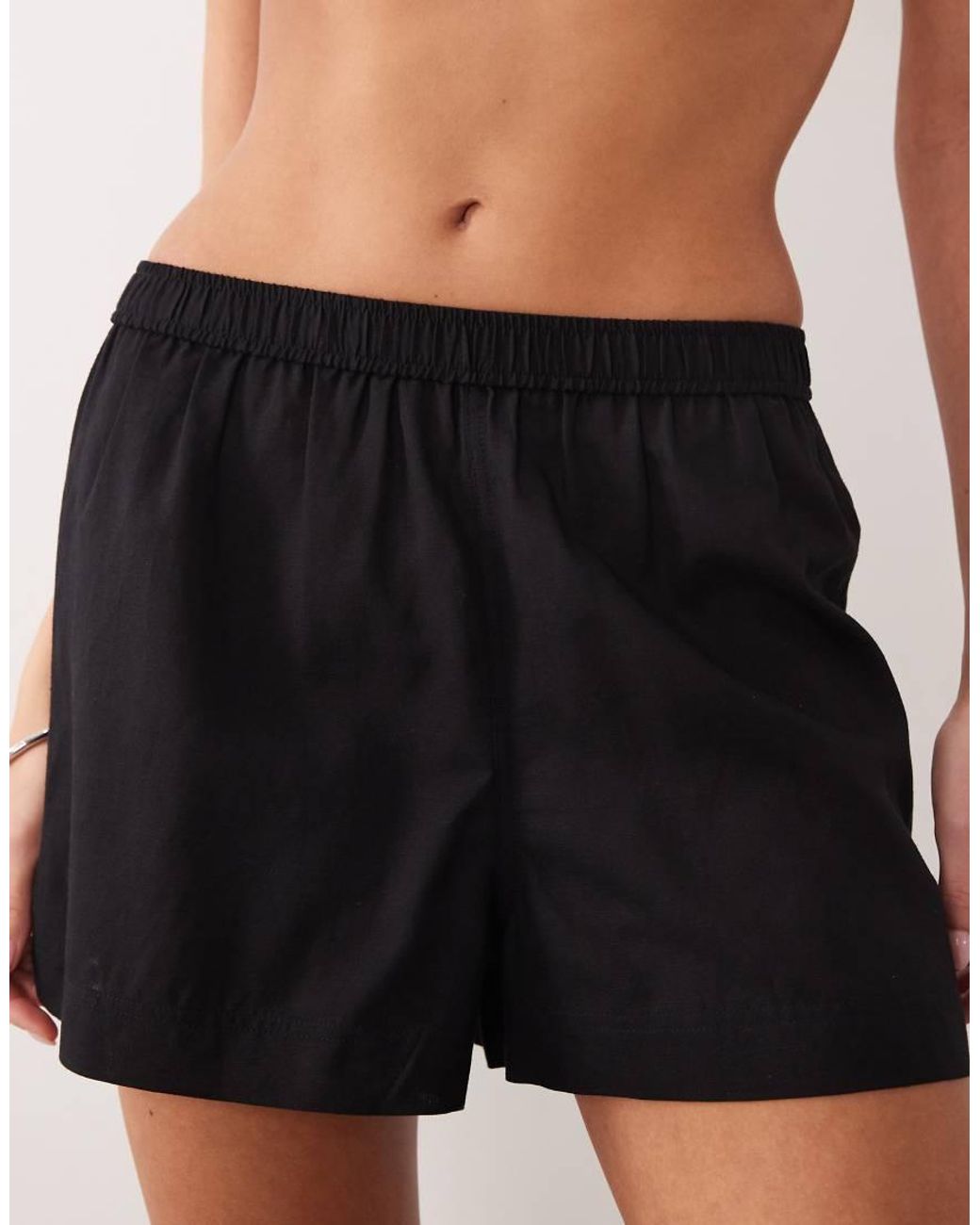 ASOS Black Ipanema Sheer Beach Short With Linen
