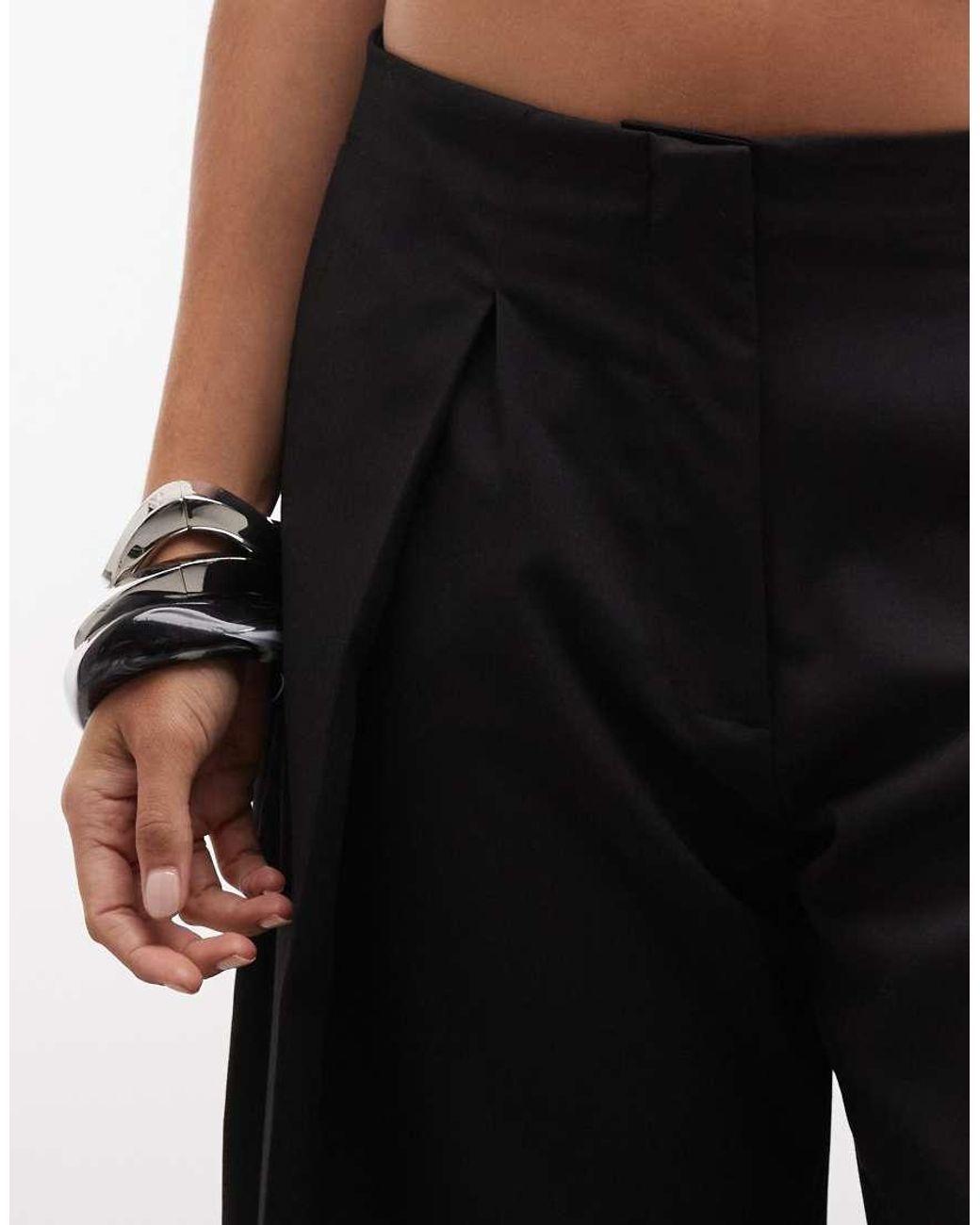Monki Black Tailored Pleated Balloon Trousers