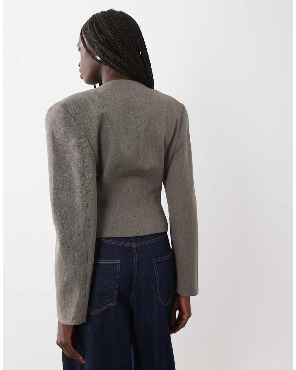 ASOS Blue Rounded Shoulder Cinch Blazer