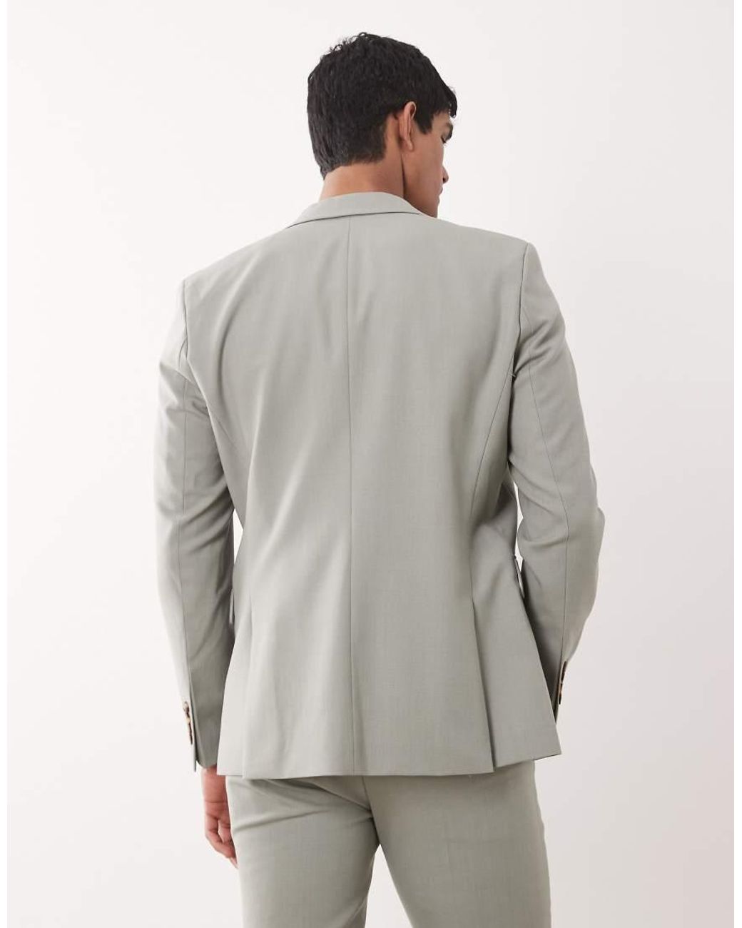 SELECTED Gray Wool Blend Slim Fit Blazer for men
