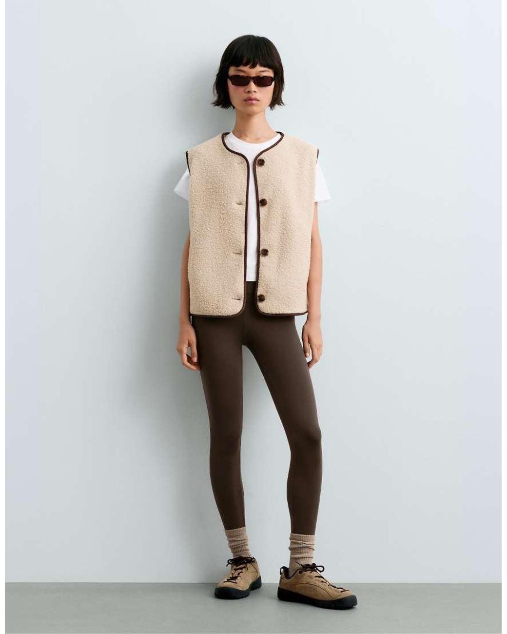 Oysho Natural Buttoned Faux-shearling Gilet