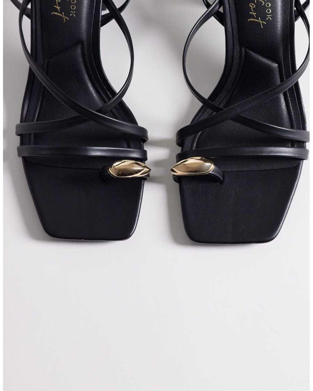 New Look White Metal Detail Toe Loop Heeled Sandals