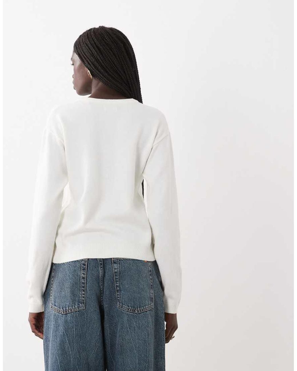 JJ Rebel White Long Sleeved Knitted Cardigan