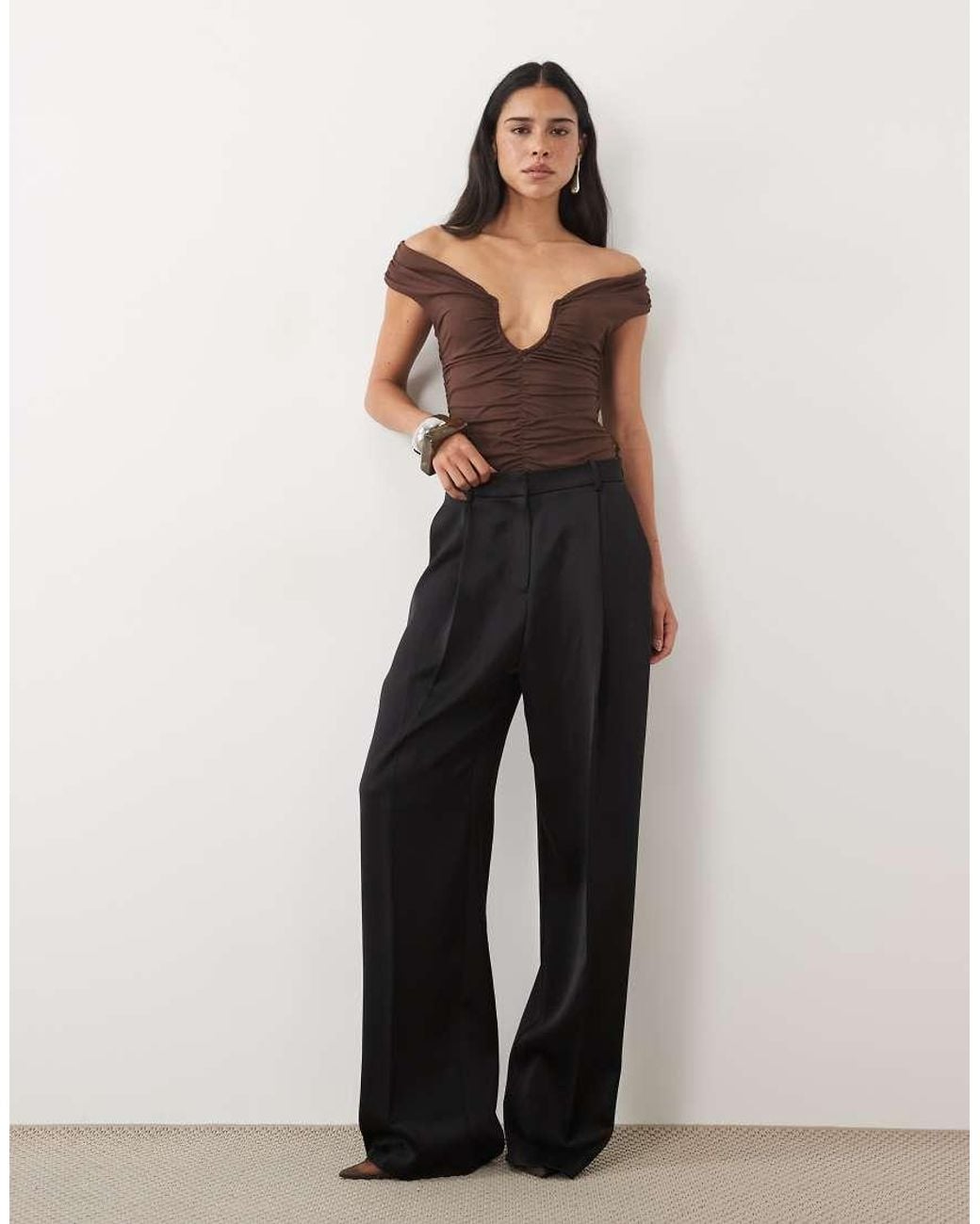 ASOS Black Off The Shoulder Bodysuit With U Scoop Detail