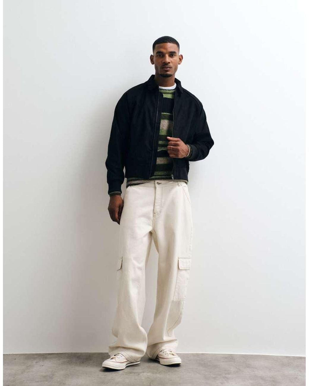 Blend Black Zip Through Collar Bomber Jacket for men