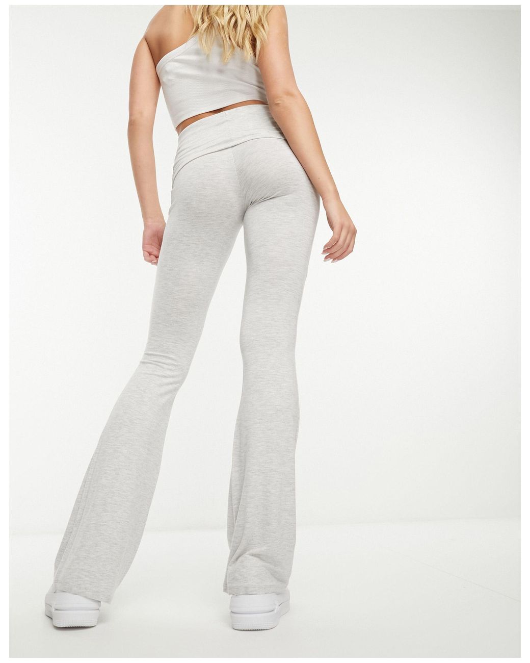 Miss Selfridge Low Rise Deep Fold Over Waistband Flare leggings in