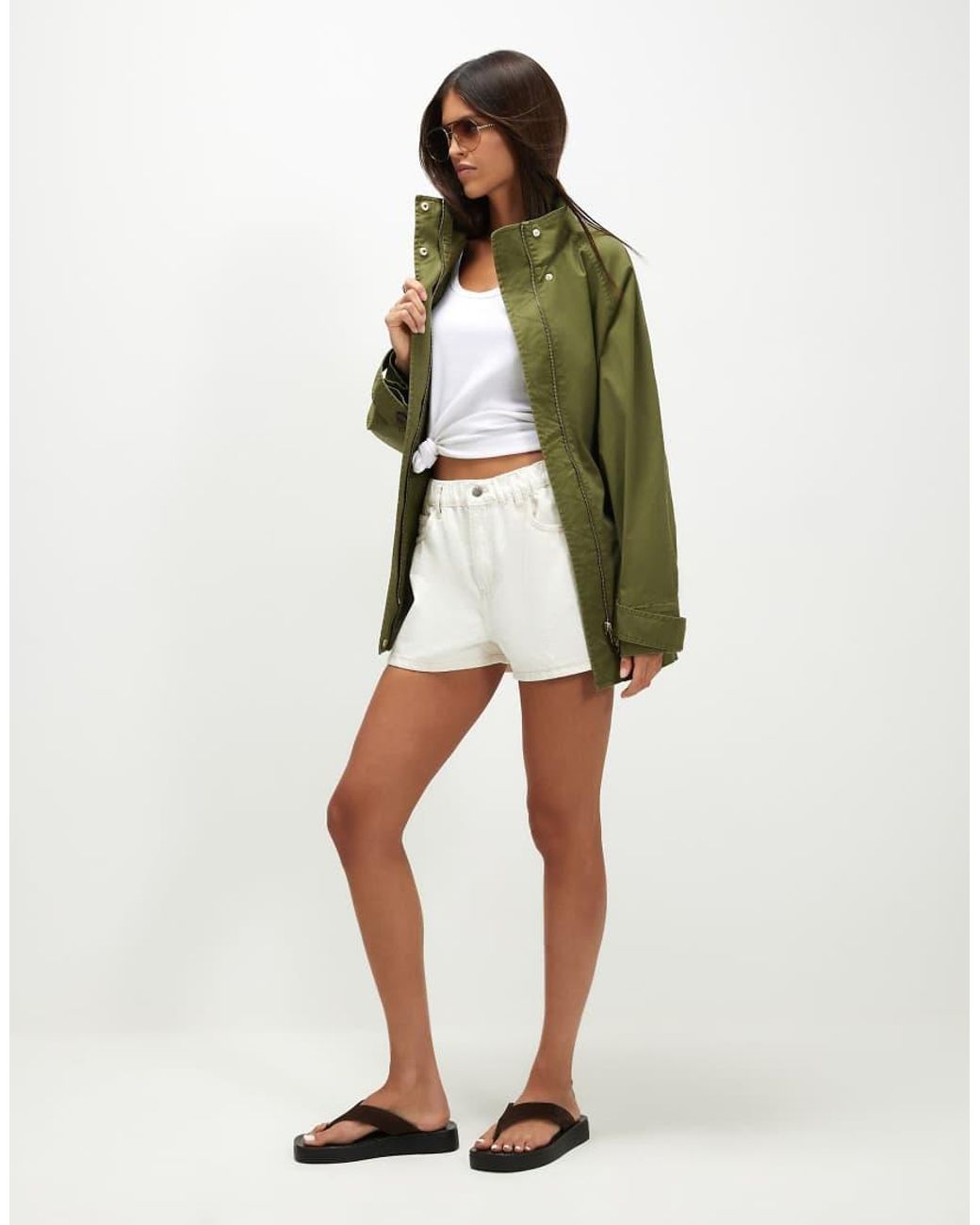River Island Green Drop Hem Drawstring Utility Jacket
