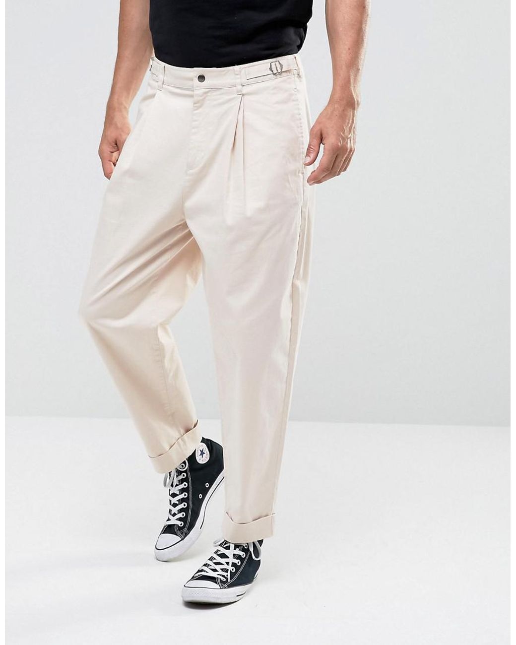 ASOS Wide Balloon Pants In Stone in Natural for Men | Lyst UK