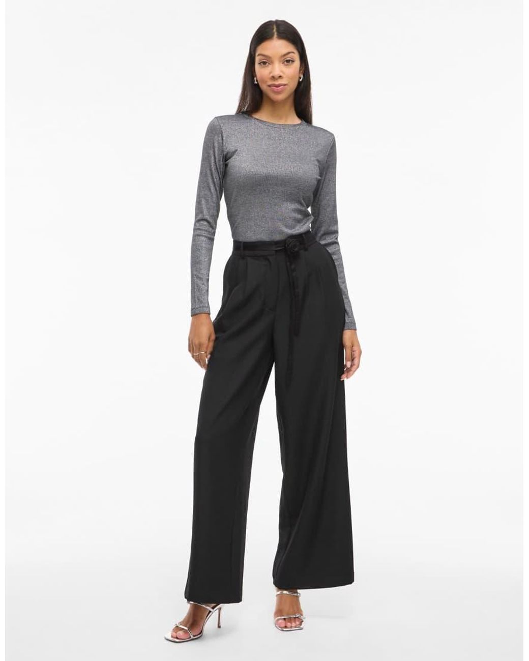 Vila Black Wide-Leg Trousers