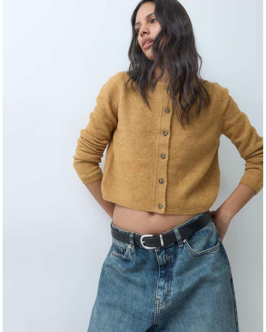 Jdy Brown Crew Neck Cardigan