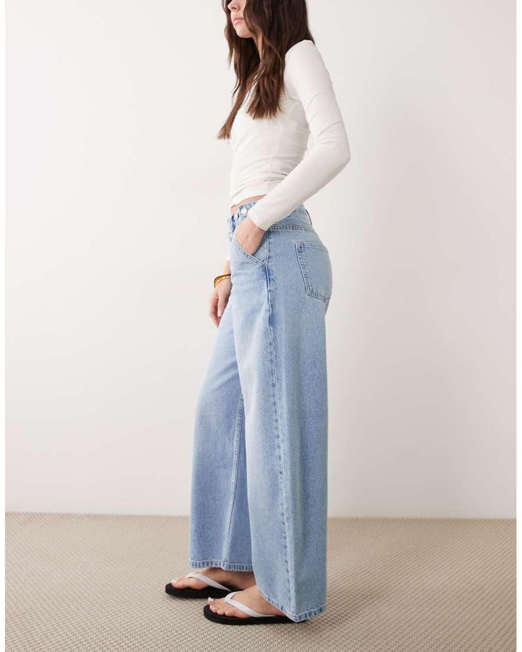 ASOS Blue Barrel Leg Jean With Adjustable Waist