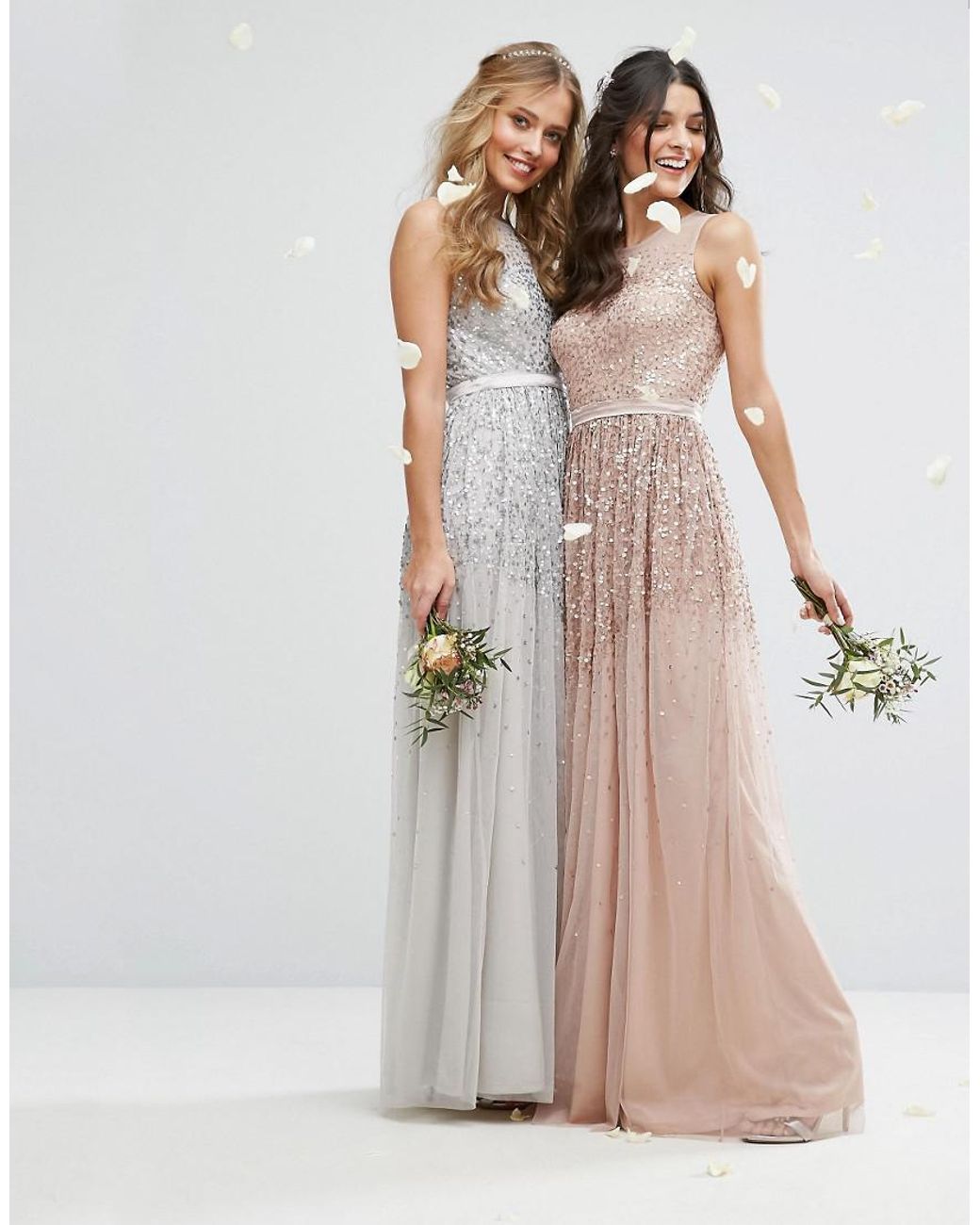 Amelia rose embellished ombre sequin maxi dress with cami strap in berry clearance