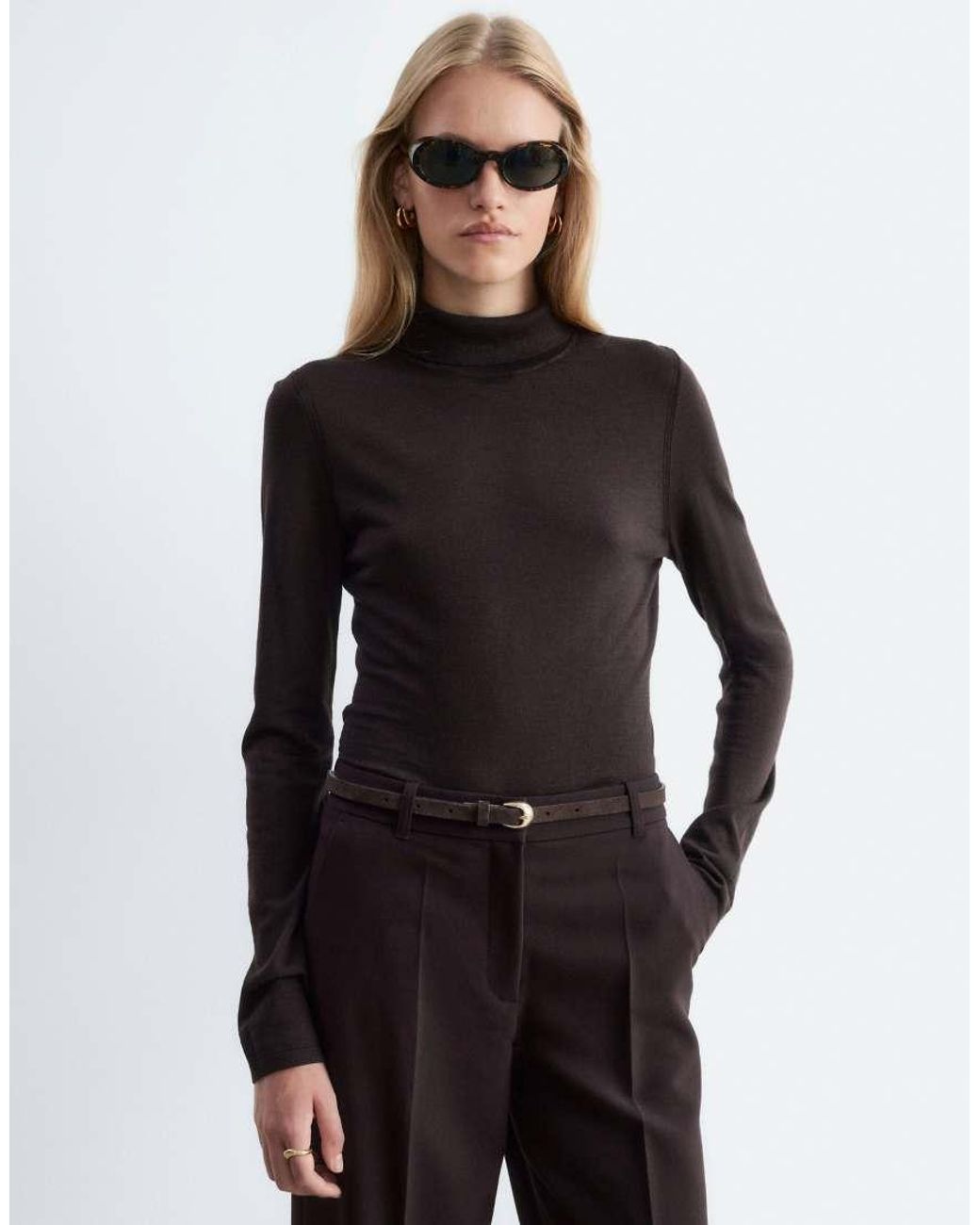 & Other Stories Black Fine Knit Wool Turtleneck Jumper