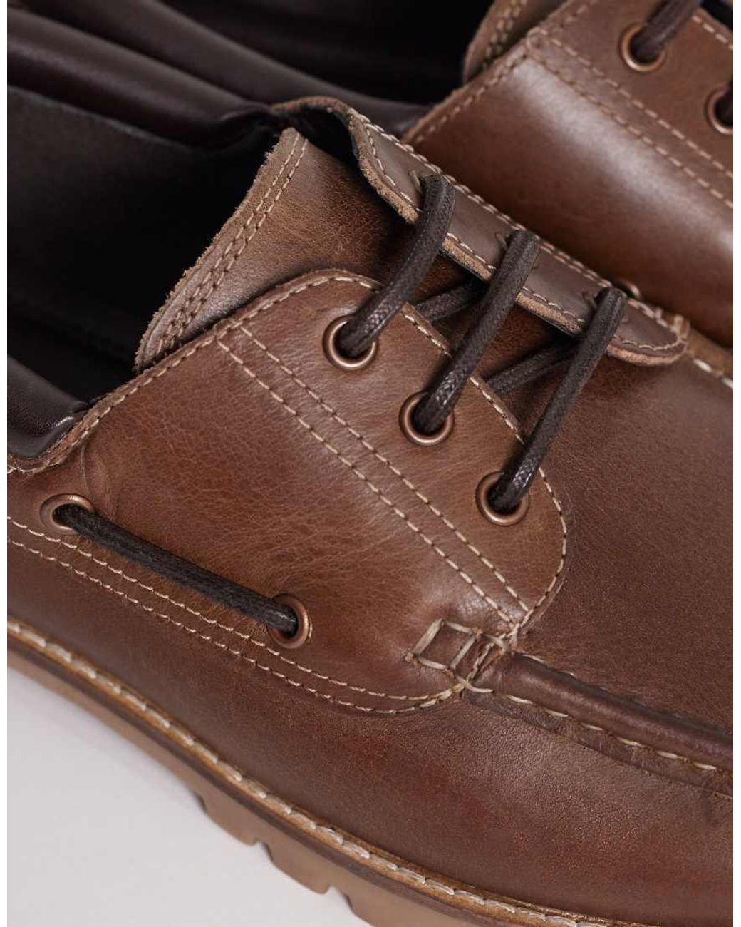 ASOS Brown Boat Shoes With Cleated Sole for men