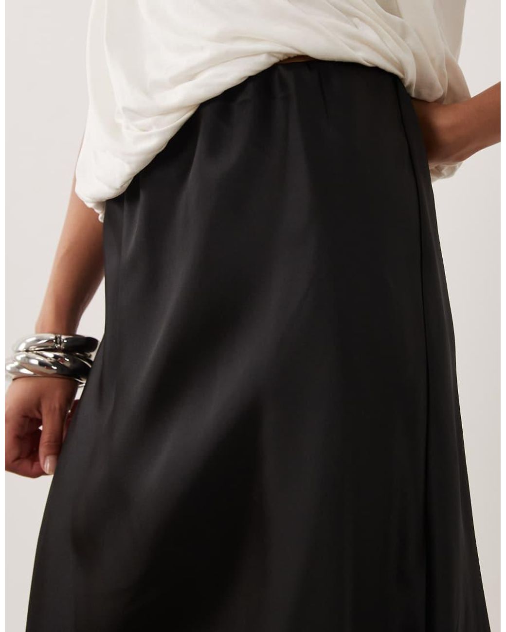 ASOS White Asos Design Petite Satin Bias Maxi Skirt