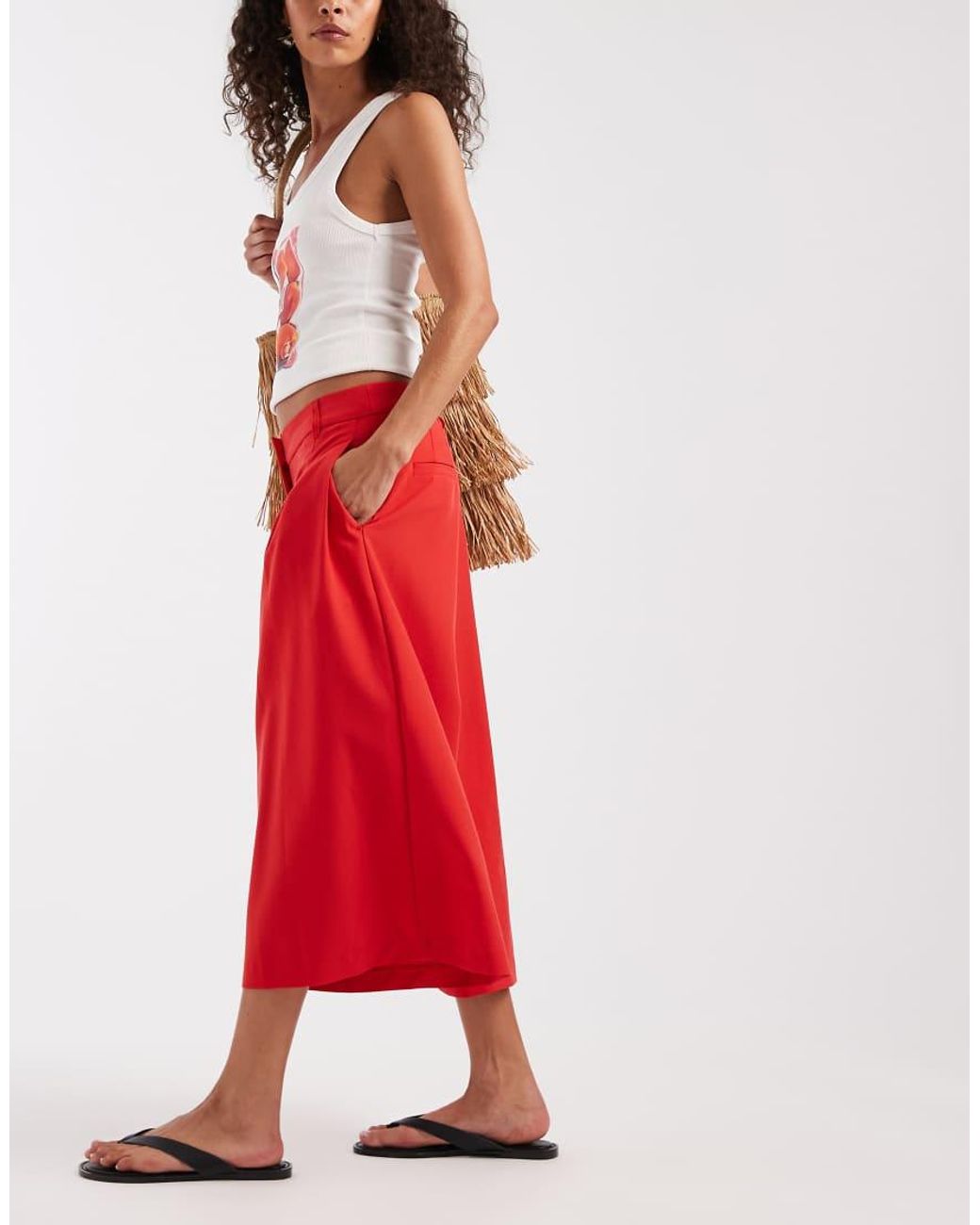 ASOS Red Tailo High Waist Culotte Pants