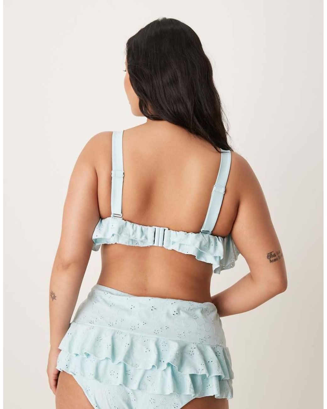 ASOS Blue Asos Design Curve Bobbi Broderie Hidden Underwired Bikini Top