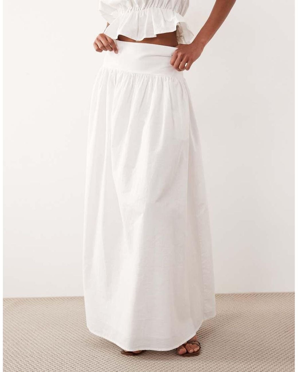 SNDY'S Natural Linen & Cotton Blend Drop Waist Maxi Skirt Co-Ord