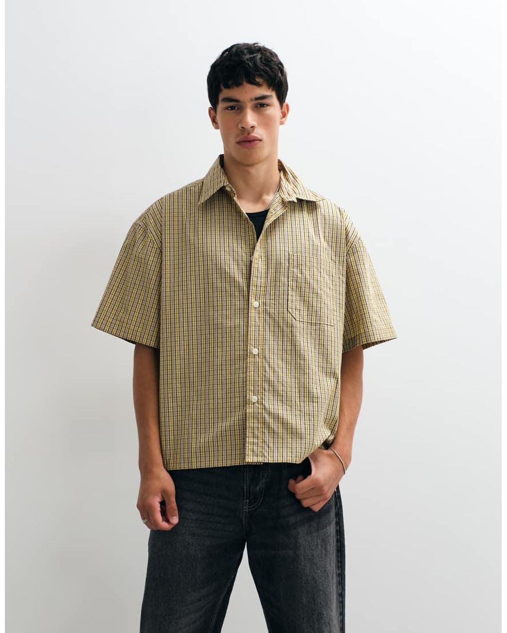 Jack & Jones Natural Short Sleeve Boxy Shirt for men