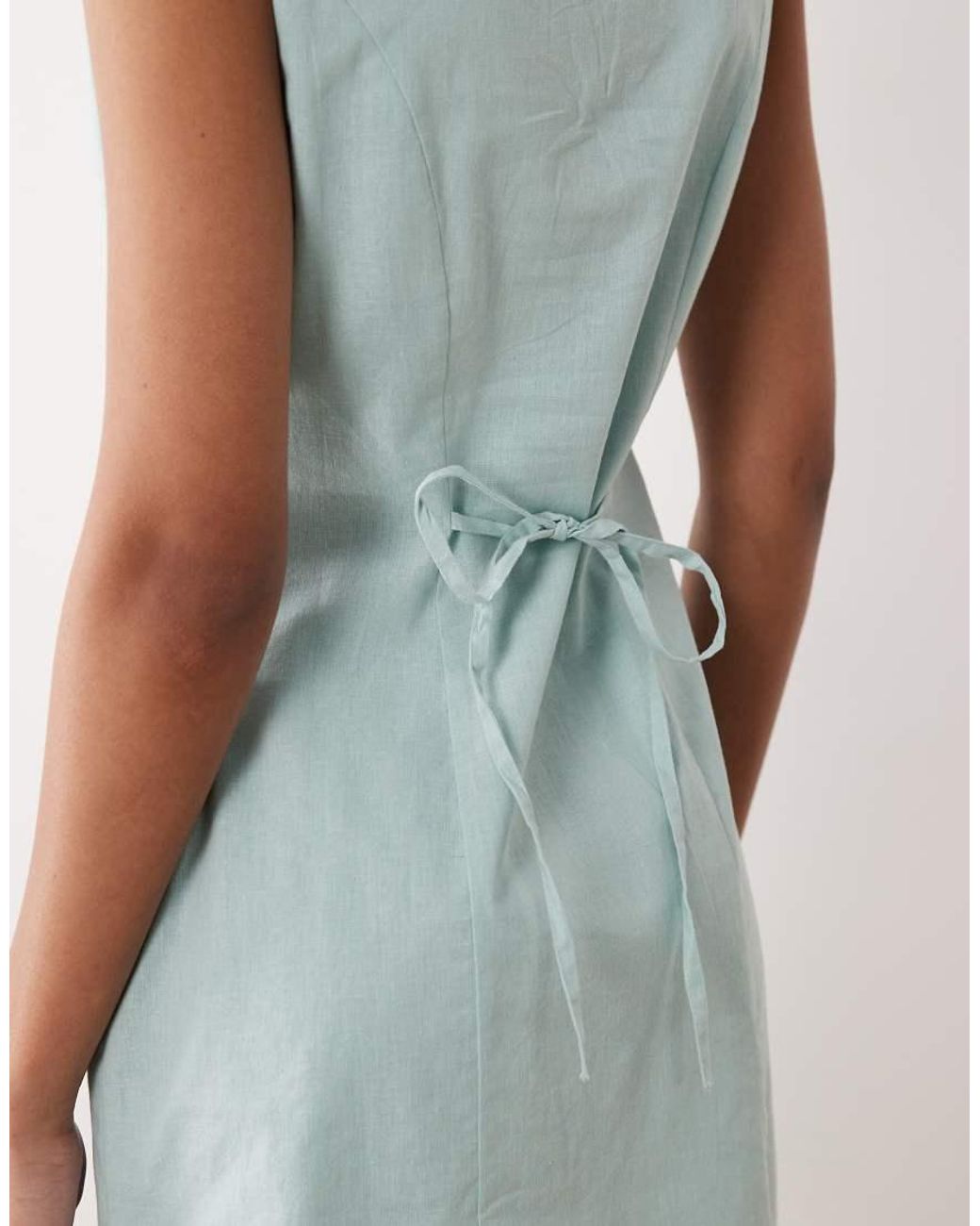 Nobody's Child Blue Rosie Square Neck Mini Dress With Button Front