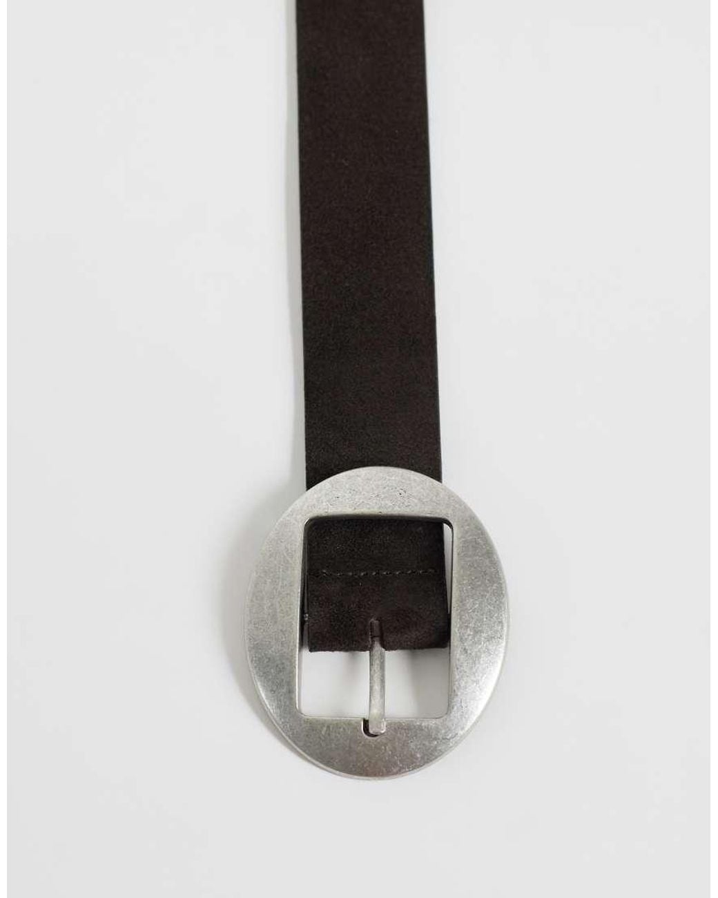 ASOS Black Asos Desgn Suede Belt With Rounded Buckle