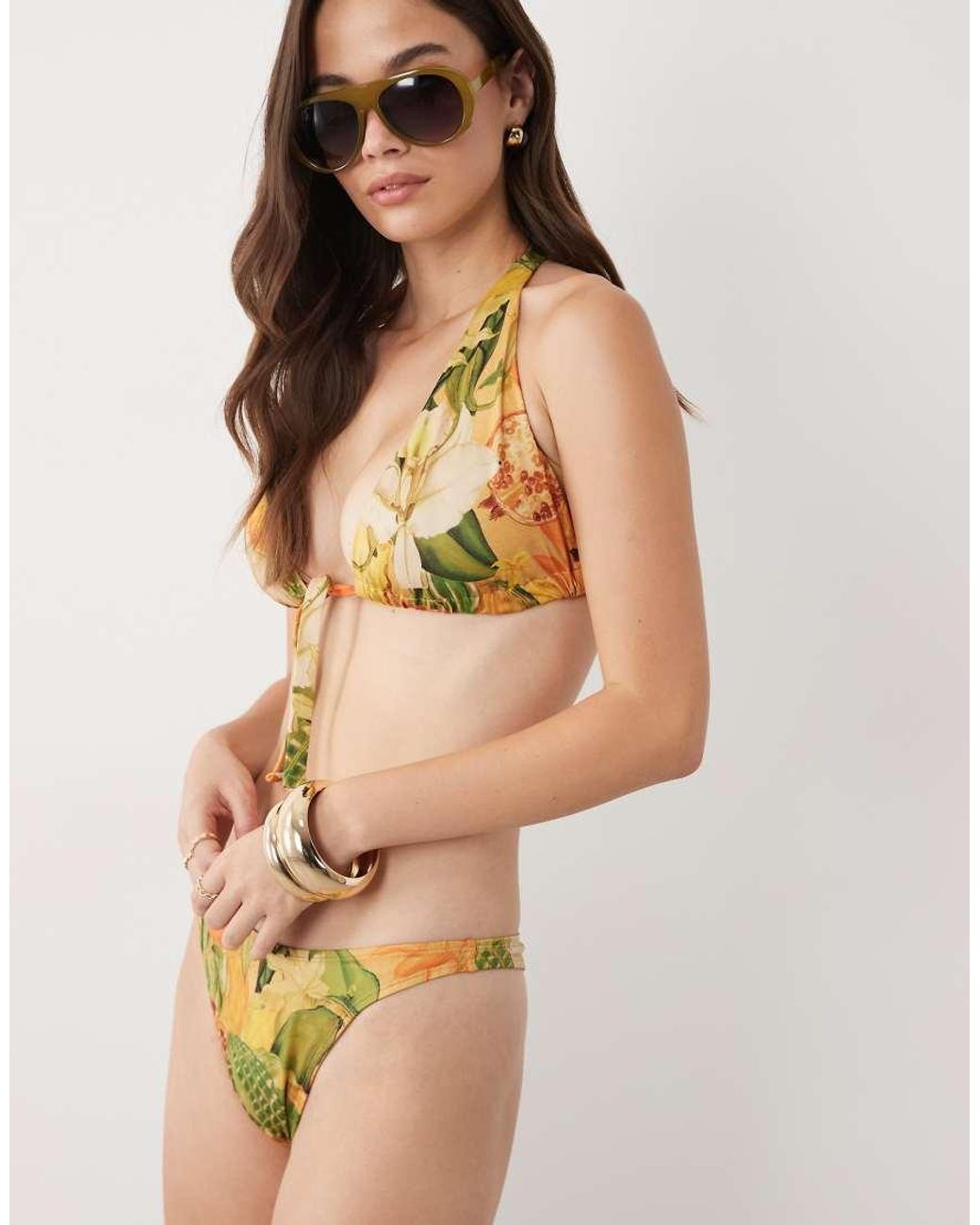 ASOS Natural Fuller Bust Pia Seychelles High Apex Triangle Bikini Top