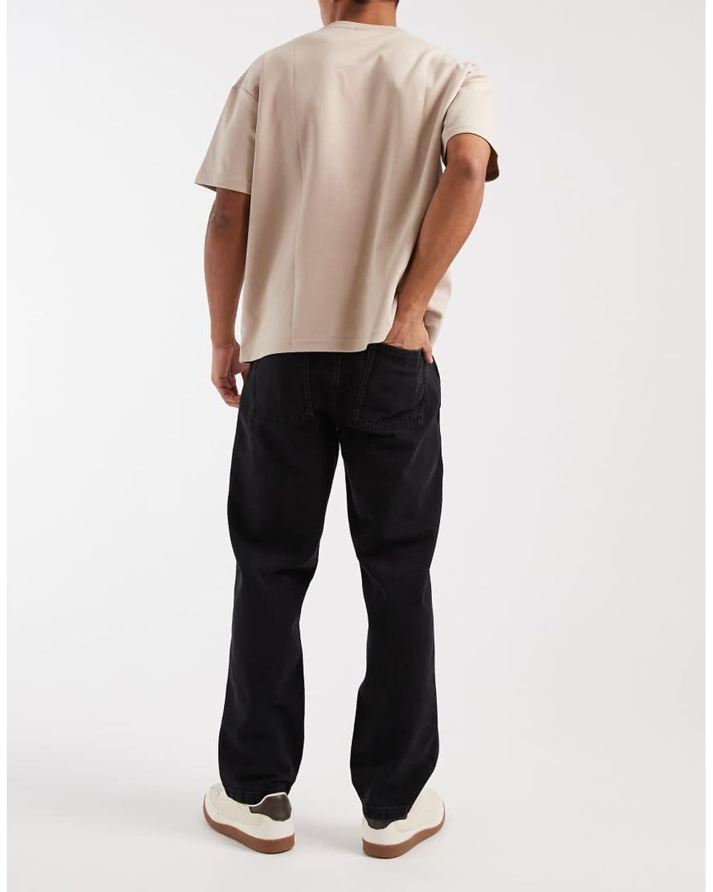 ASOS Black Circular Design Collection Straight Leg Jeans for men