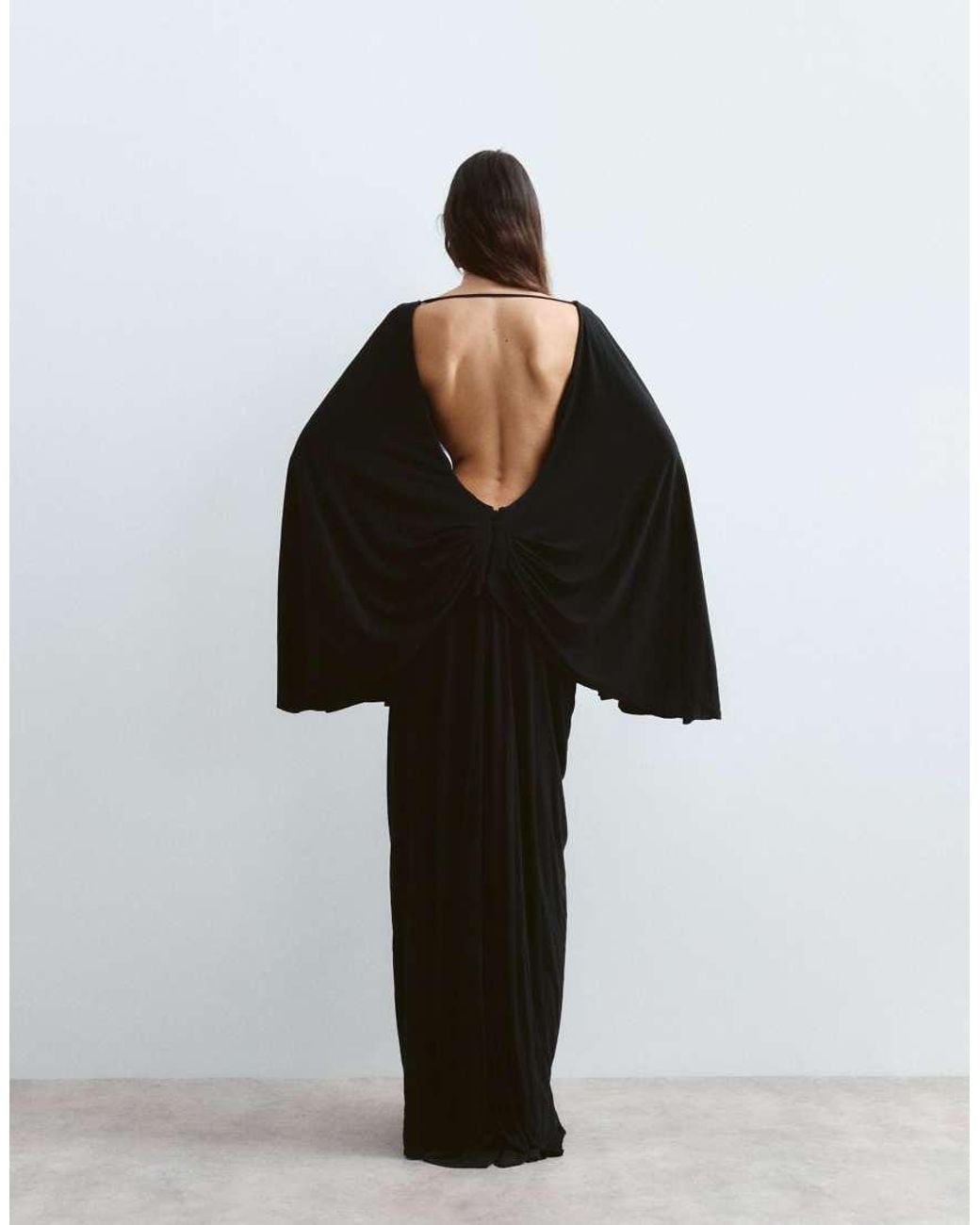 ARRANGE Black Long Sleeve Drape Maxi Dress With Hardware Trim Detail