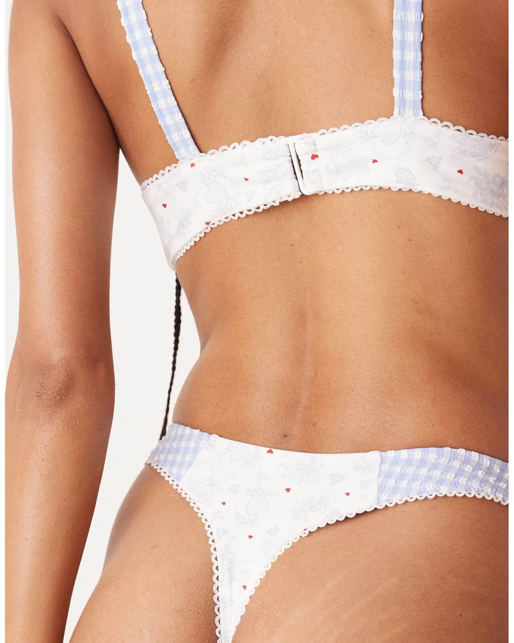 For Love & Lemons Pink Floral Stems Bikini Bottoms Co-ord