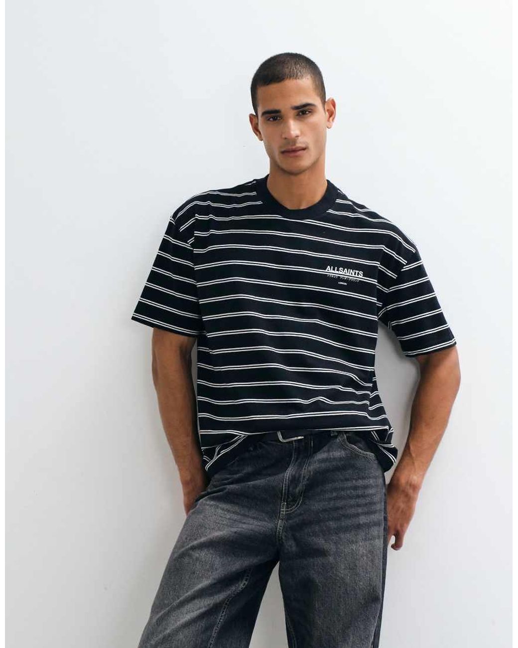 AllSaints Black Underground Oversized T-Shirt for men