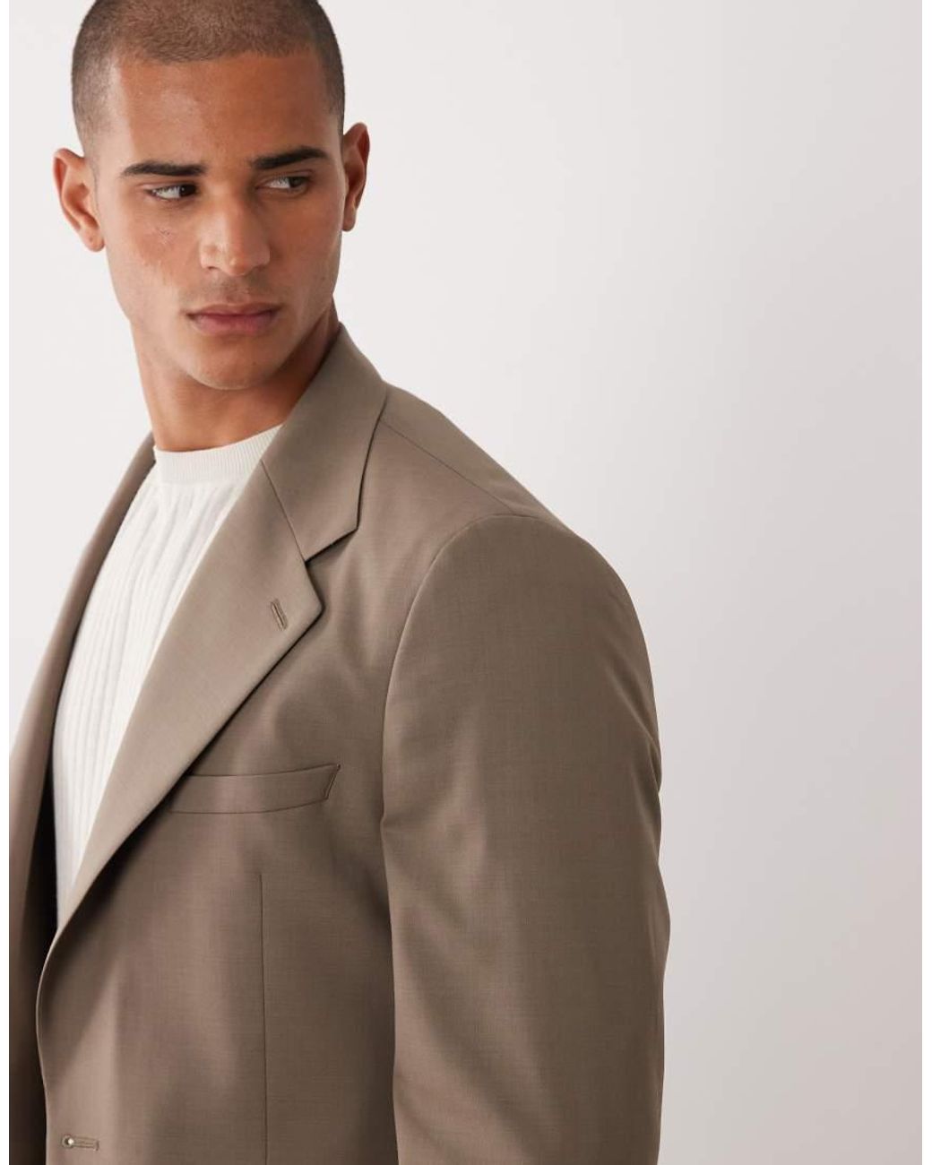 ASOS Brown 100% Summer Wool Slim Suit Jacket for men