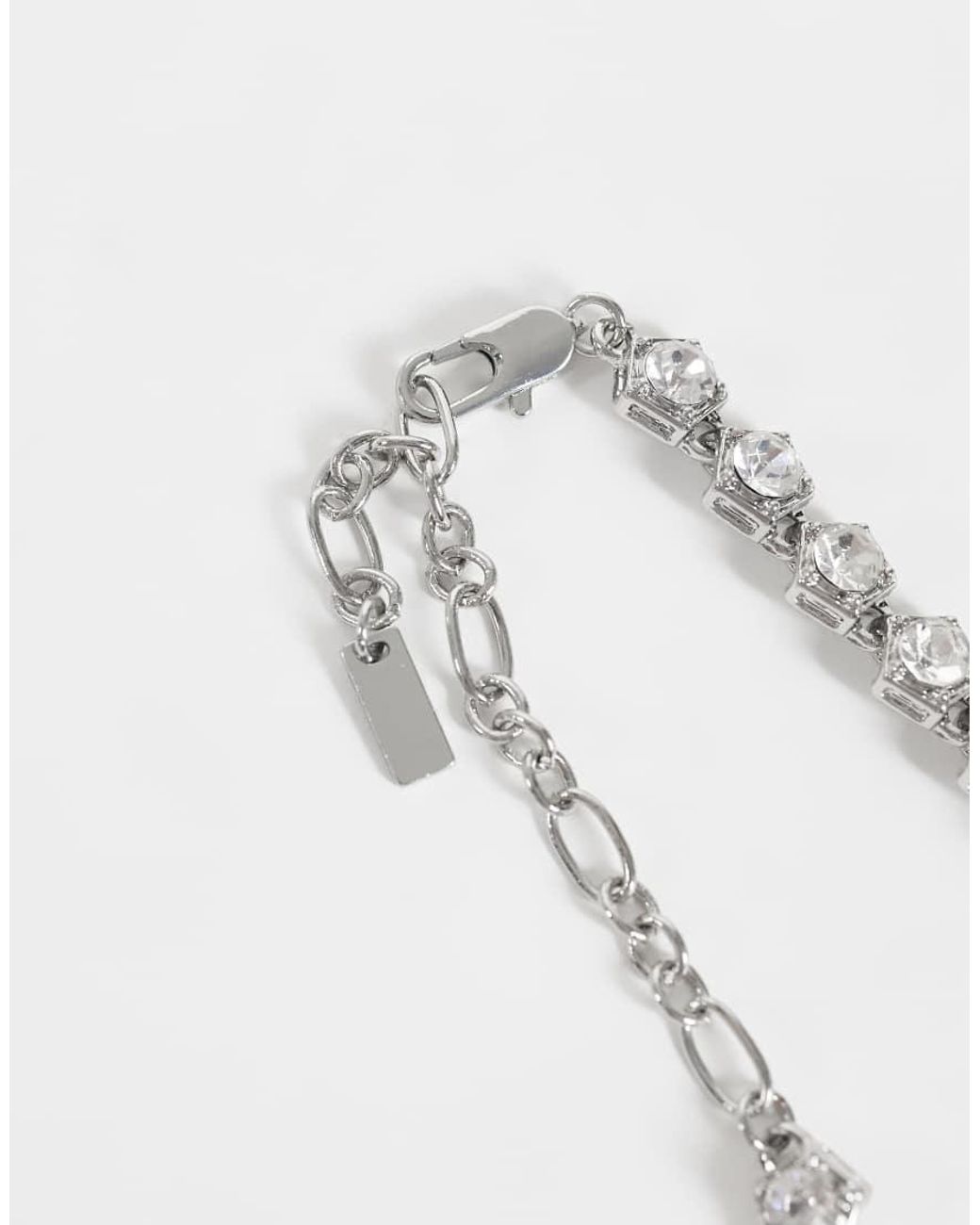 ASOS Metallic Crystal Stone Set Necklace for men