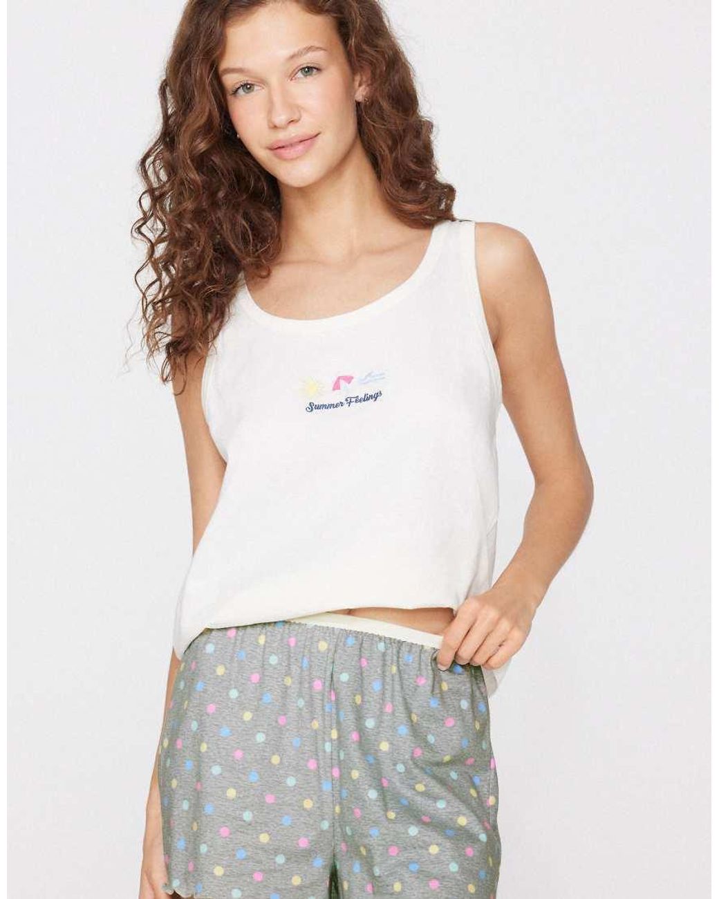 Tezenis Gray Printed Cotton Shorts With Rolled Hem