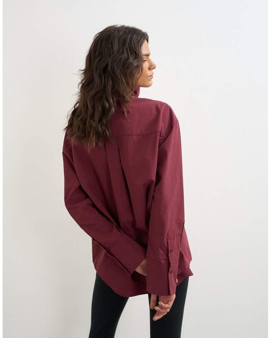 TOPSHOP Red Funnel Neck Shirt