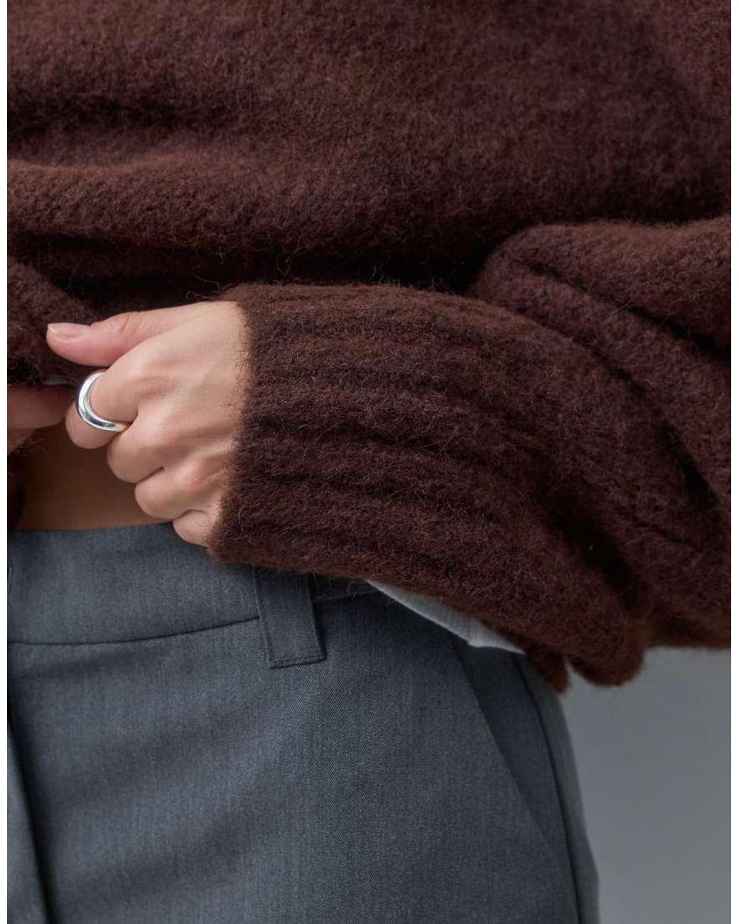ASOS Brown Extreme Sleeve Waisted Sweater