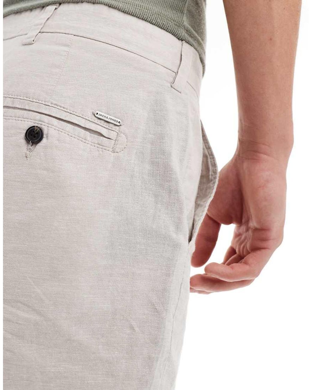 Jack & Jones Gray Linen Mix Chino Short for men