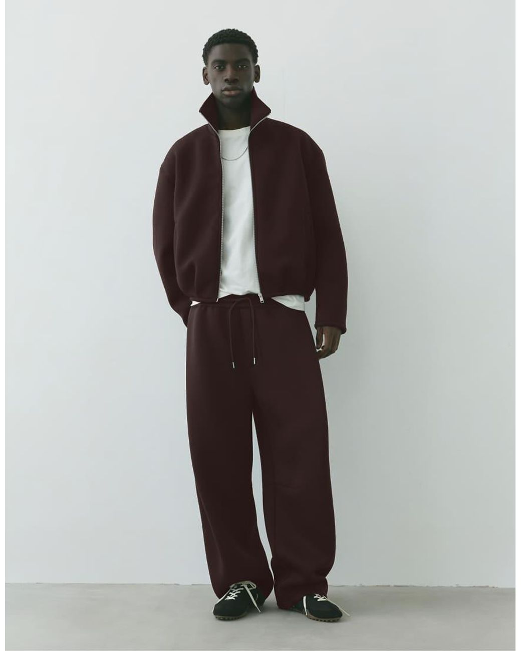 Pull&Bear Black Neoprene-effect Zip-up Jacket for men
