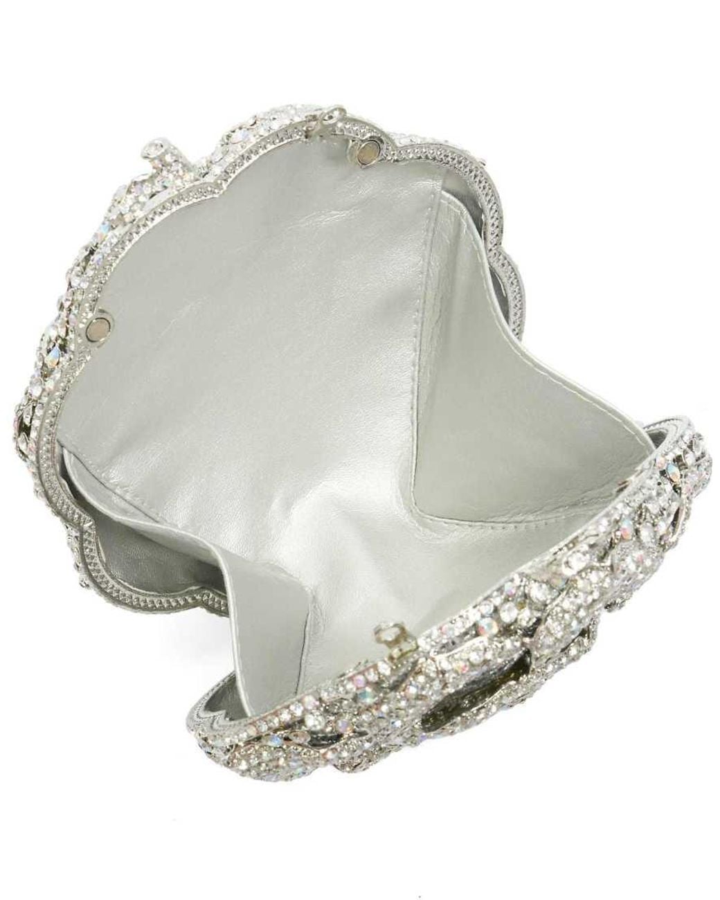 Dune White Bling Diamante-Flower Metal Clutch