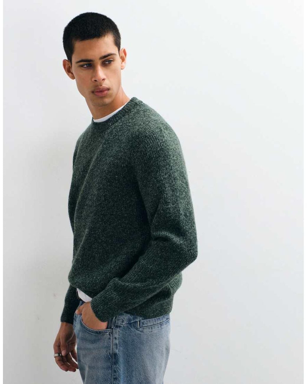 Jack & Jones Green Oversized Fluffy Jumper for men
