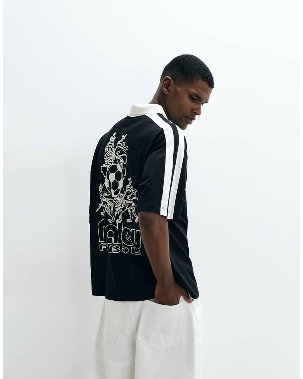 ASOS White Oversized Polo With Bob Marley Print for men