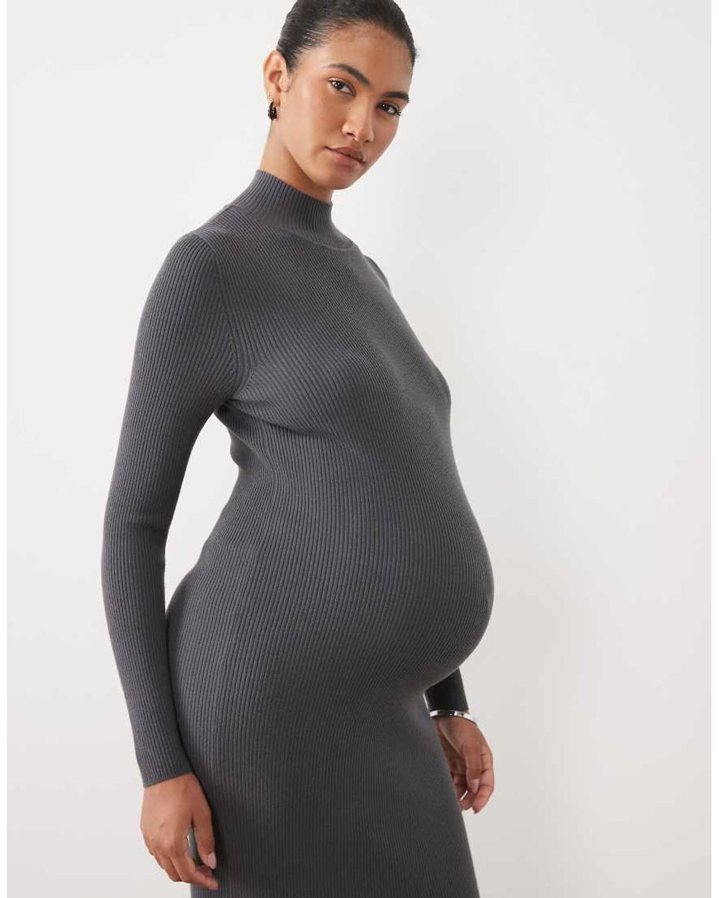 ASOS Black Asos Design Maternity Funnel Neck Midaxi Dress