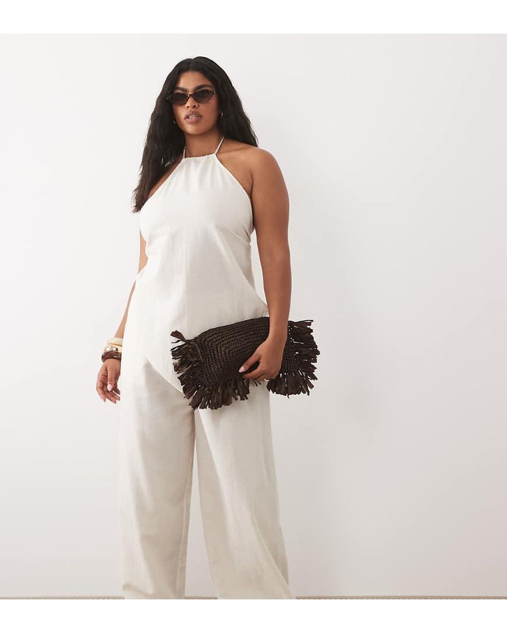Esmee Curve White Tie Front Beach Trouser