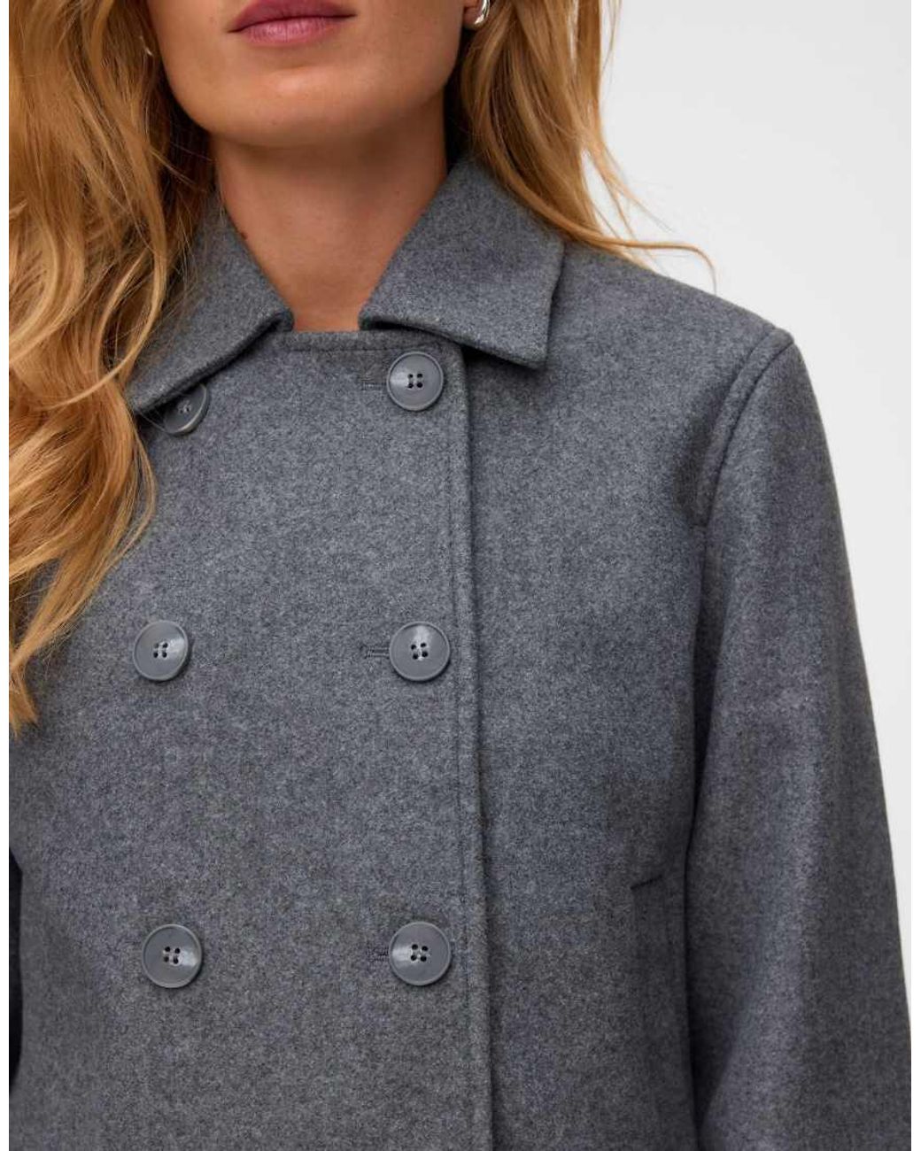 Vero Moda Blue Siri Spread Collar Double Breasted Short Jacket