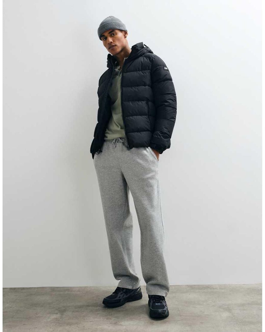 Schott Nyc Blue Hooded Puffer Jacket for men