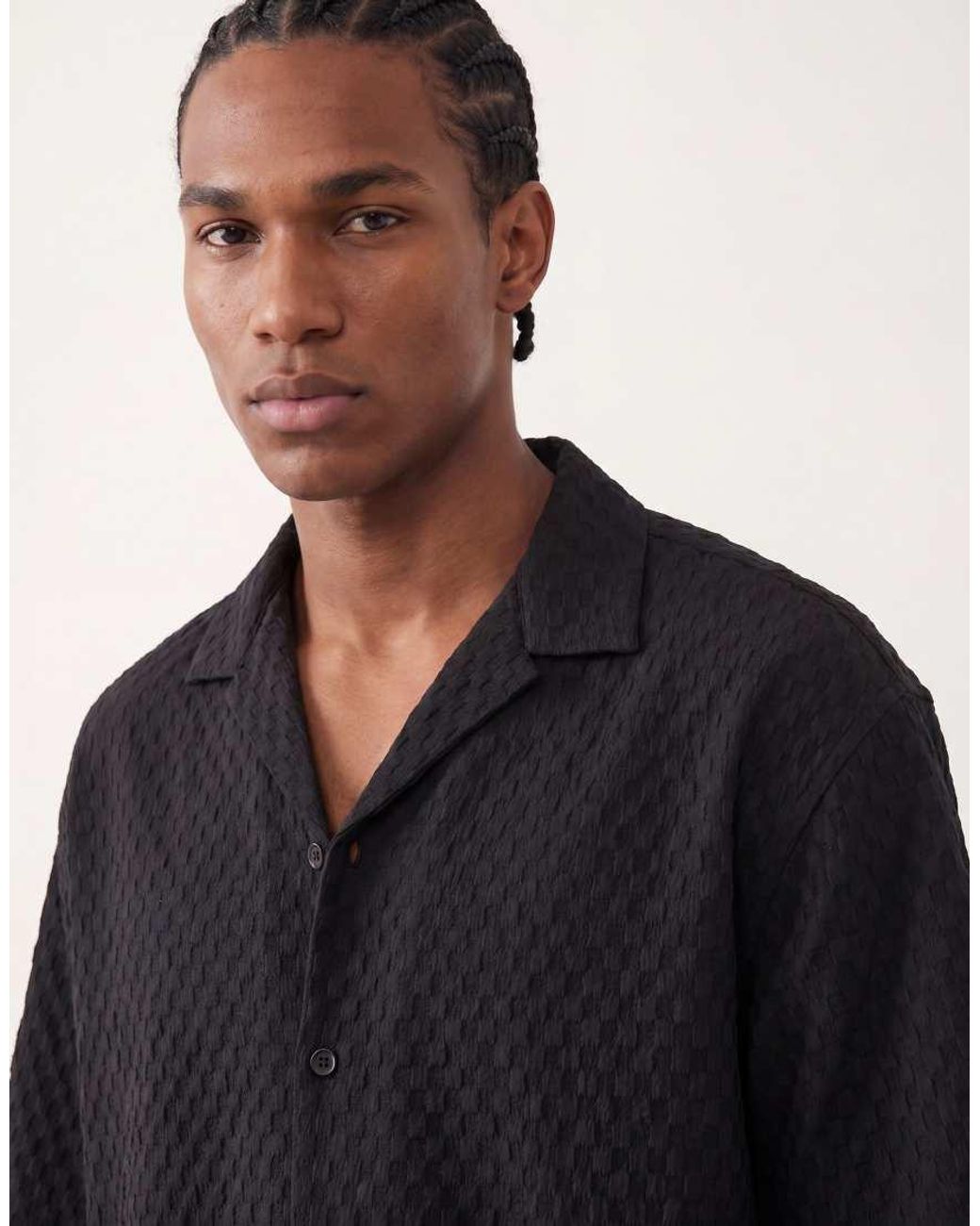 Jack & Jones Black Textured Resort Shirt for men