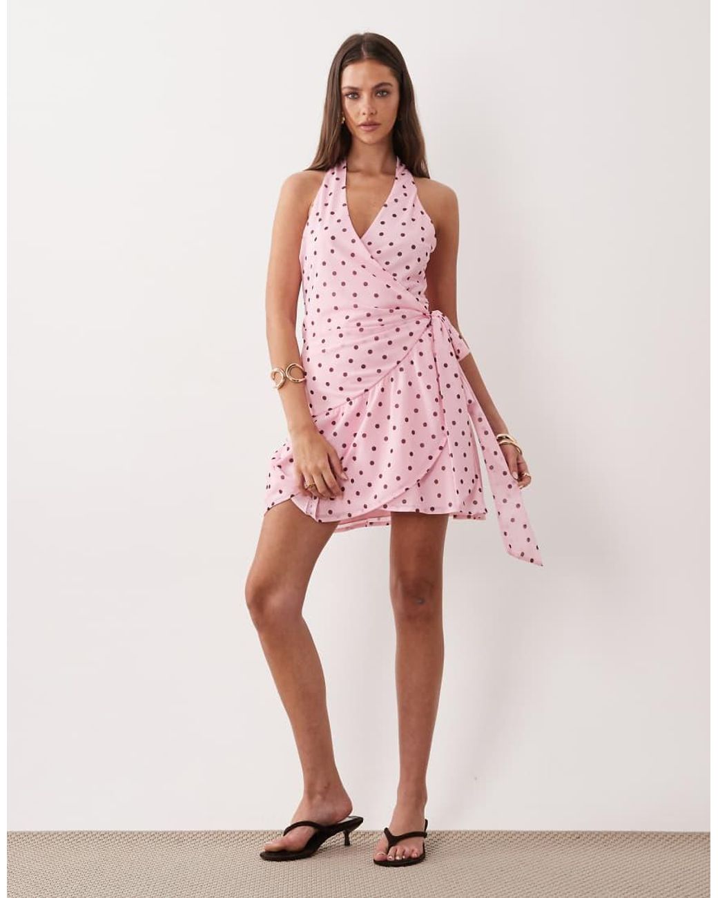 Gina Tricot Pink Sheer Wrap Mini Dress