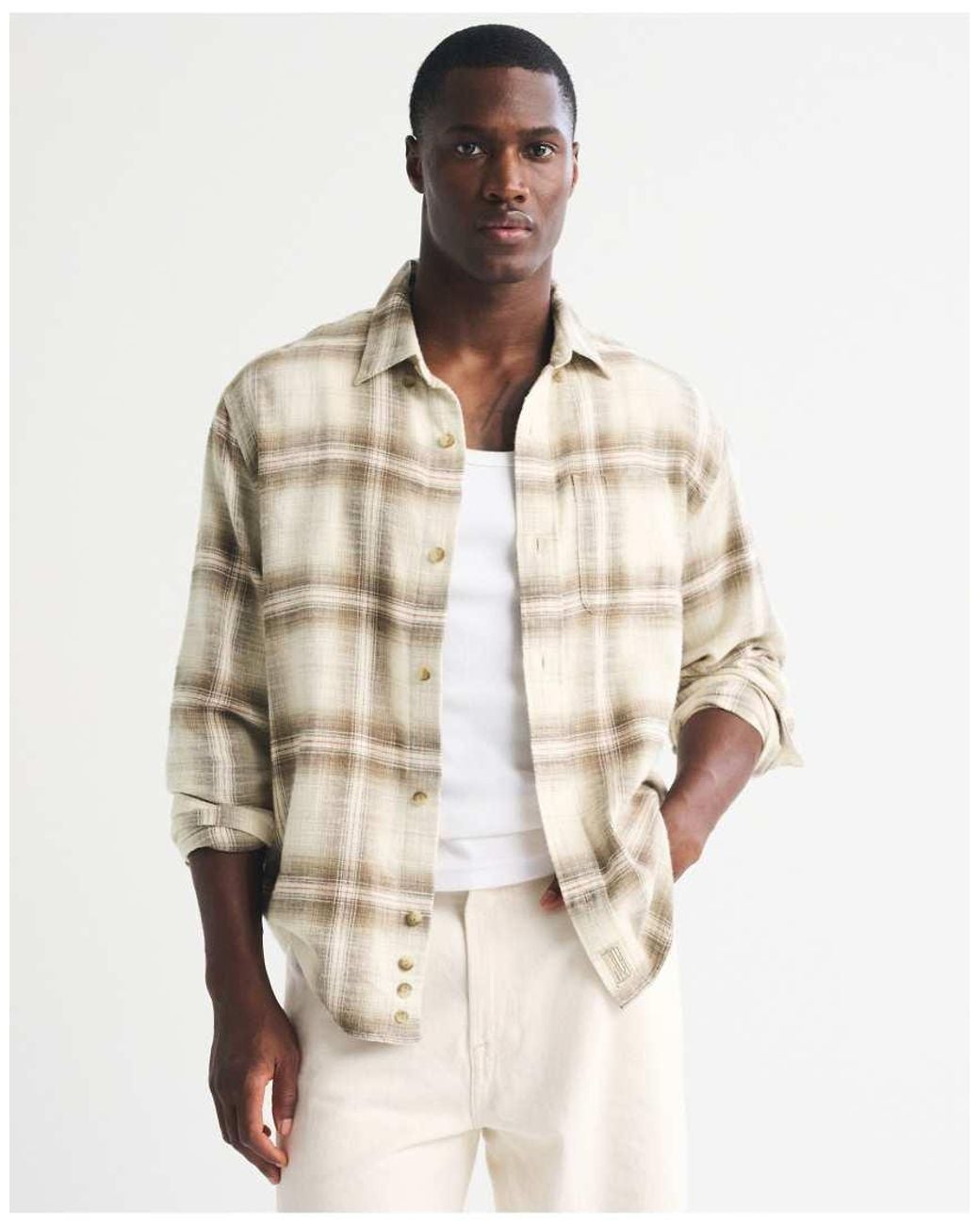 Abercrombie & Fitch Natural Vintage-Inspired Flannel Shirt for men