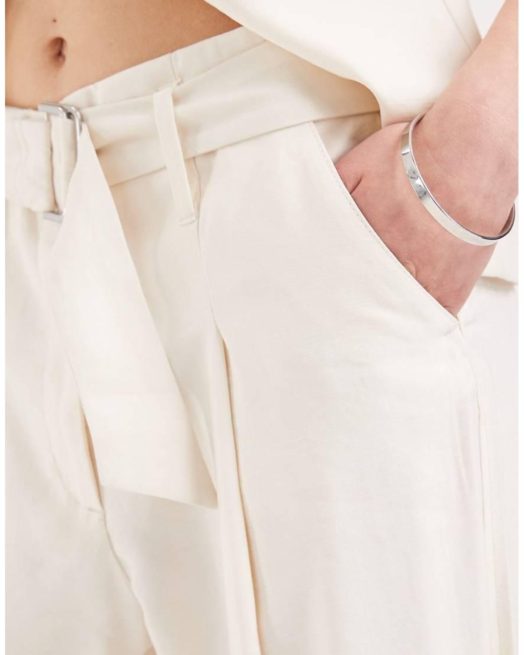 ONLY Natural High Waist Wide Leg Tailored Pants